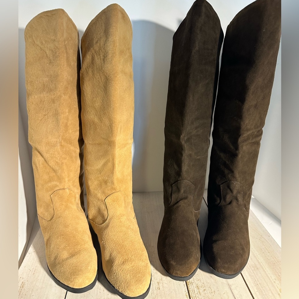 Women’s Jack Sprat lot of (2) pairs Suede Boots - tan and Dark Brown SZ 10 NWOT
